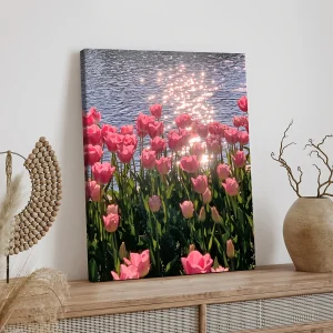 Framed Canvas Poster Pink Flower Wall Decor