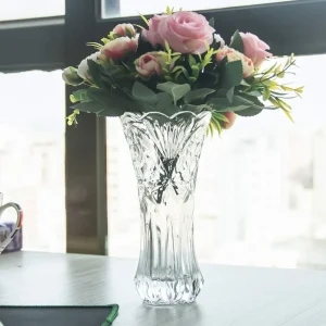 7.5"x4" Thick Clear Glass Flower Vase