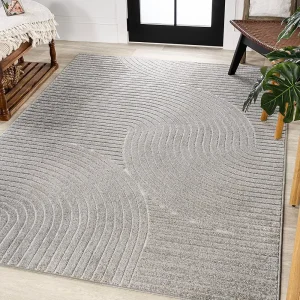 High-Low Curve Geometric Indoor/Outdoor Area Rug