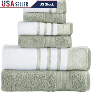 6 Piece Cotton Towel Set  Soft Absorbent