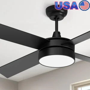 48 Inch Ceiling Fan with Light Remote Control 4 Blades