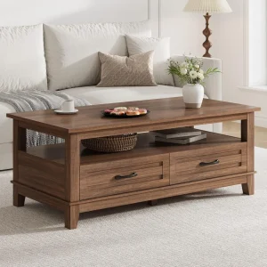 Coffee Table with Drawers   Open Shelf
