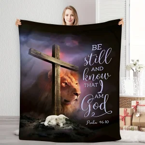 Inspirational Christian Flannel Throw Blanket - Soft Warm Polyester Knit Fabric
