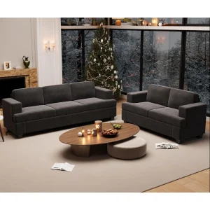 2 Piece Set Comfy Sofa & Loveseat with Deep Seats