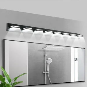 Modern Black LED Vanity Light, 8-Lights Energy-Efficient