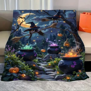 Cozy Halloween Witch Cauldron Baby Blanket Soft Plush