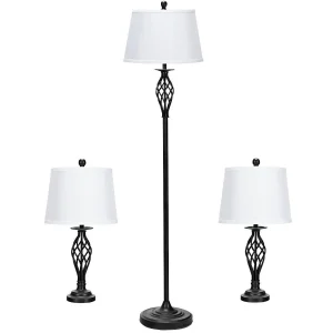 3-PCS Home Lamp Set 2 Table Lamps 1 Floor Lamp