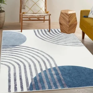 Area Rug 5X7, Blue Non-Slip