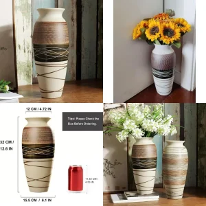 Ceramic Rustic Farmhouse Vase, 12.6"