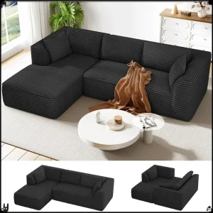 106" Cloud Couch with Chaise Corduroy Sectional