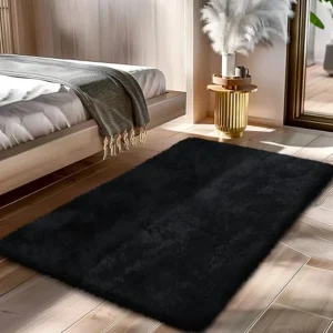Shaggy Area Rug Black 2x4