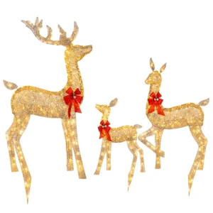 3 Pcs Lighted Reindeer Xmas Decoration