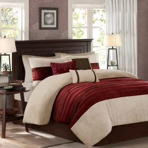 7 PC Piece Faux Suede Comforter Set (CA King)