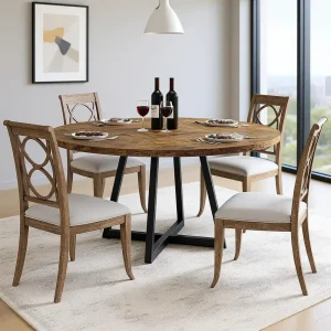 Rustic Brown 47 Inch Round Dining Table