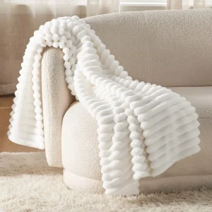 Soft White Fleece Throw Blanket