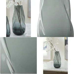 Blue Wide-Mouth Glass Vase