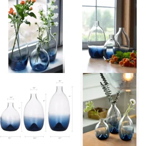 Blue Glass Vase Trio