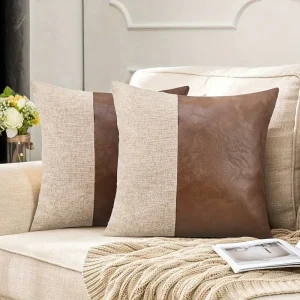 1pc Faux Leather Pillow Cover
