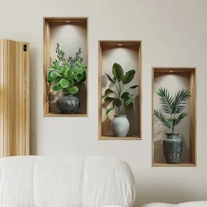 Tropical Jungle Theme Wall Set with 3D Potted Plants