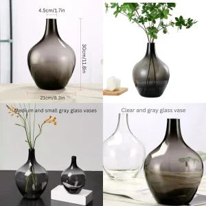Medium Size Black & Gray Glass Vase