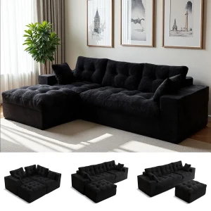 L-Shaped Sectional Couch with Ottoman