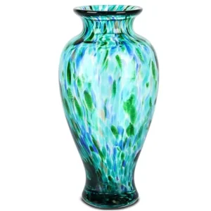 Turquoise Hand Blown Glass Vase