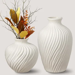 White Ceramic Vase Set of 2