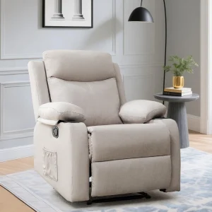 Reclining Manual Chair with Cup Holders and Side Pockets