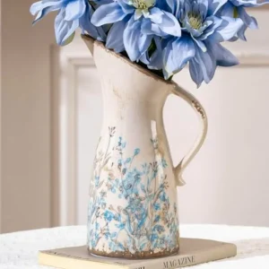 Vintage Ceramic Pitcher Vase with Handle