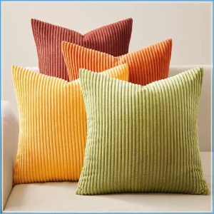 Corduroy Throw Pillow Covers 18x18 Set of 4