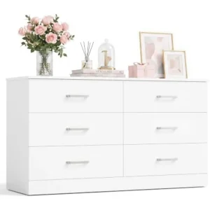 White 6 Drawers Dresser