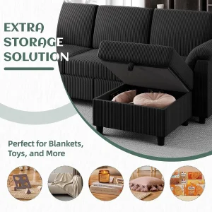 79" Convertible Sectional Sofa with Storage Ottoman